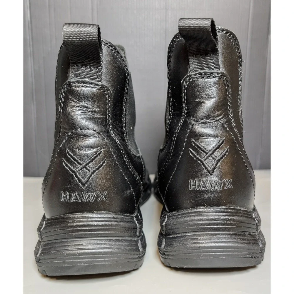 HAWX Mens Chelsea Work Boots Black Leather Slip Resistant Soft Toe 8.5D